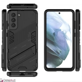 Smūgiams atsparus dėklas su kojele - juodas (Samsung S21) Smūgiams atsparus dėklas su kojele - juodas (Samsung S21)